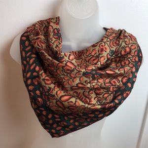 VTG Acute Japanese Silk Square Foliage Print Scarf